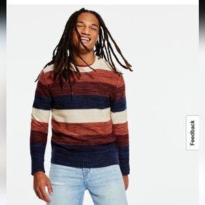 Aeropostale Space-Dye Striped Cotton Blend Relaxed Fit Crew-neck Sweater-Sz XL